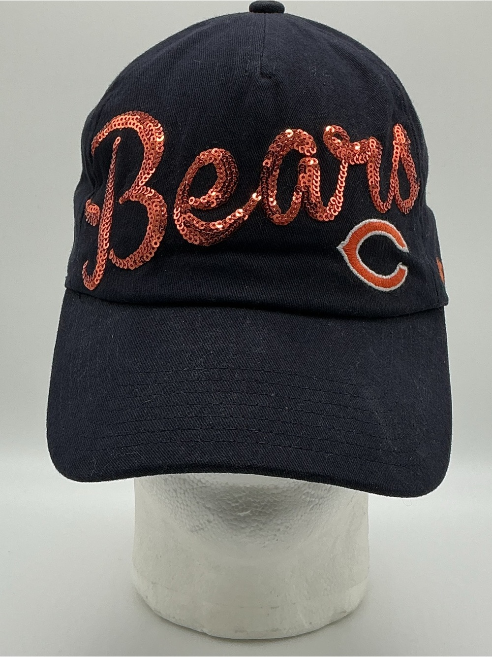 Women's Chicago Bears Sparkle Hat Adjustable Strapback Cap Sequence NFL